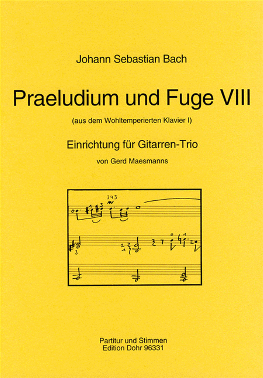 Präludium und Fuge VIII BWV 853 (für Gitarren-Trio) (aus dem Wohltemperierten Klavier I) Guitar Ensemble scores gallery preview page 1