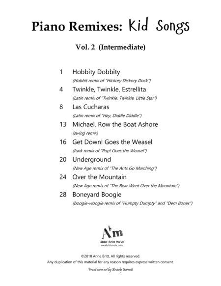 Piano Remixes: Kid Songs Vol. 2, intermediate book image number null