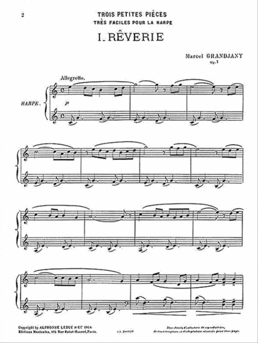 3 Petites Pièces Très Faciles Op. 7 Harp scores gallery preview page 2