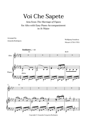 Voi Che Sapete from "The Marriage of Figaro" - Easy Alto and Piano Aria Duet with Chords in Ab Major