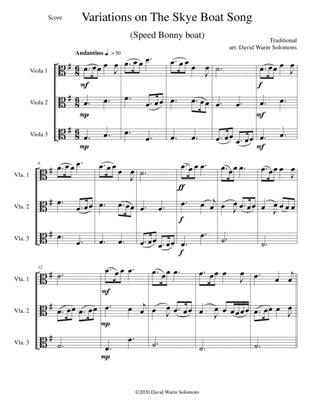 Variations on The Skye Boat Song (Speed bonnie boat) for viola trio