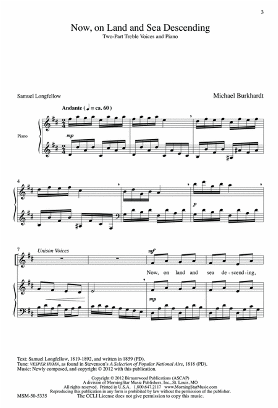 Now, on Land and Sea Descending 2-Part scores gallery preview page 3