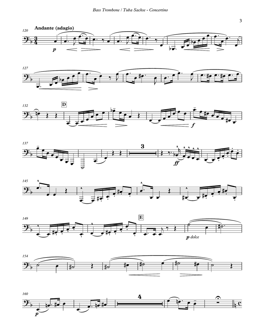 Concertino for Bass Trombone and Piano by Ernst Sachse Bass Trombone Digital Sheet Music Sheet Music Plus