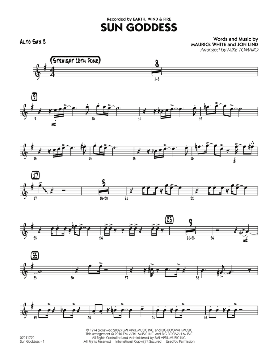 Sun Goddess - Alto Sax 2 Sun Goddess - Alto Sax 2 Jazz Ensemble scores gallery preview page 1