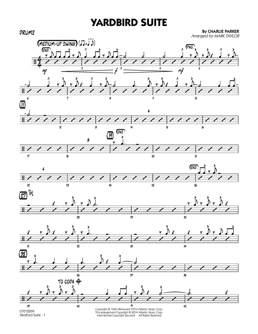 Yardbird Suite - Drums Jazz Ensemble scores gallery preview page 1