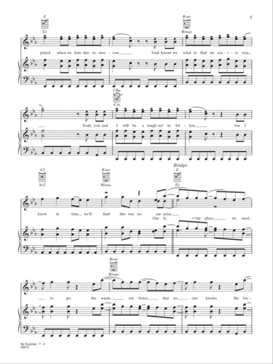 No Surprise No Surprise Piano, Vocal, Guitar scores gallery preview page 4