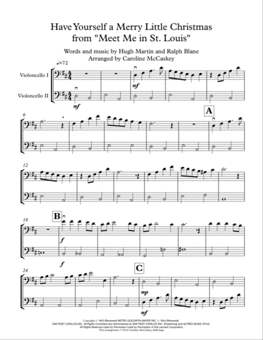 Have Yourself A Merry Little Christmas from MEET ME IN ST. LOUIS String Duet scores gallery preview page 2