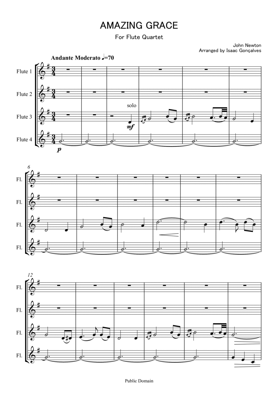 Amazing Grace Woodwind Ensemble scores gallery preview page 1
