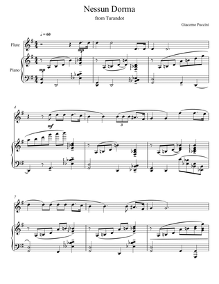 Book cover for Giacomo Puccini - Nessun Dorma - Turandot (Flute Solo)