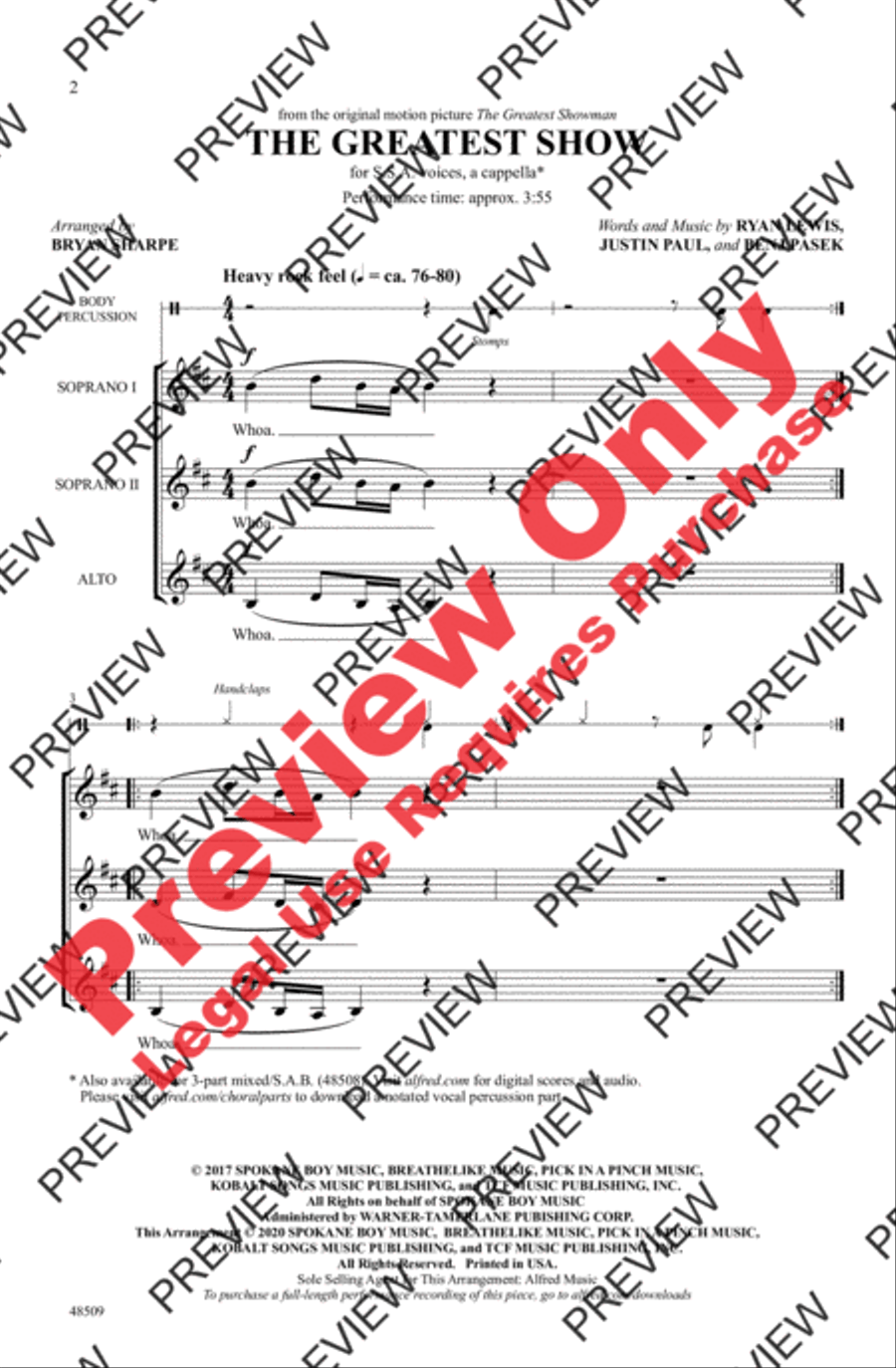 The Greatest Show A Cappella scores gallery preview page 2