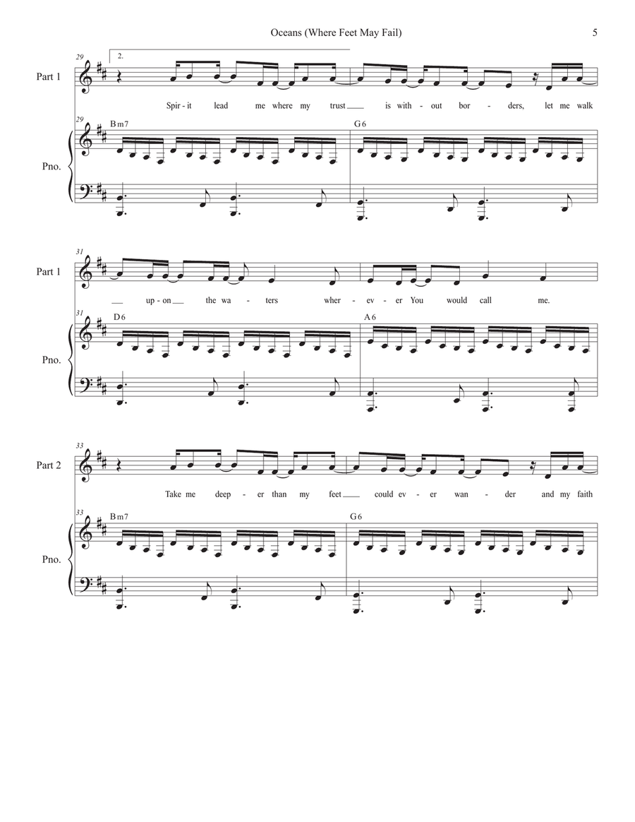 Oceans (where Feet May Fail) 2-Part scores gallery preview page 5