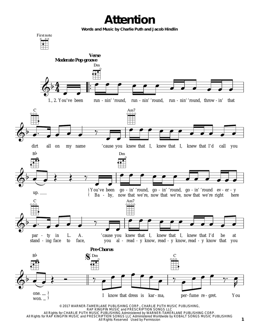Attention Ukulele scores gallery preview page 1