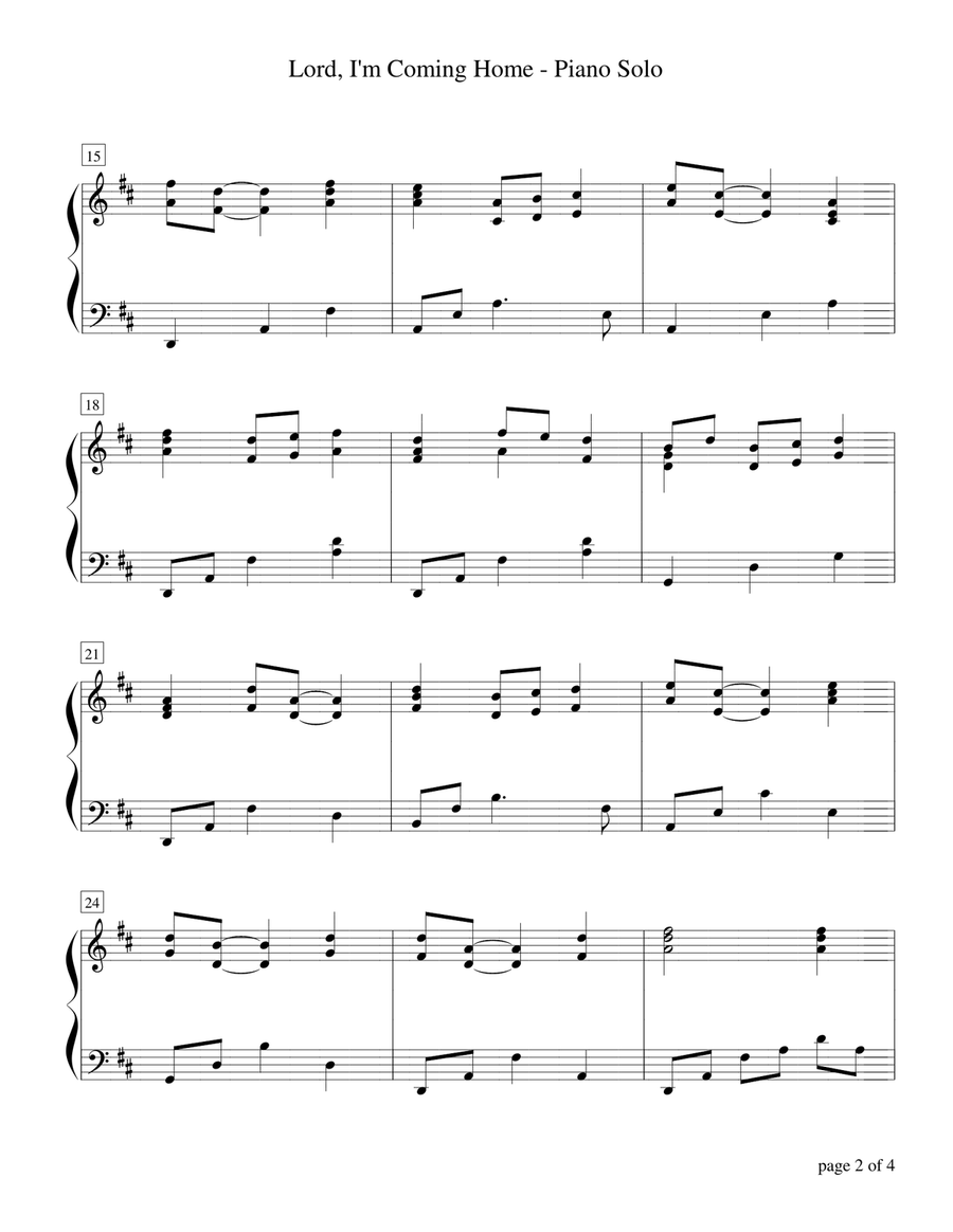 Lord, I'm Coming Home Piano Solo scores gallery preview page 2