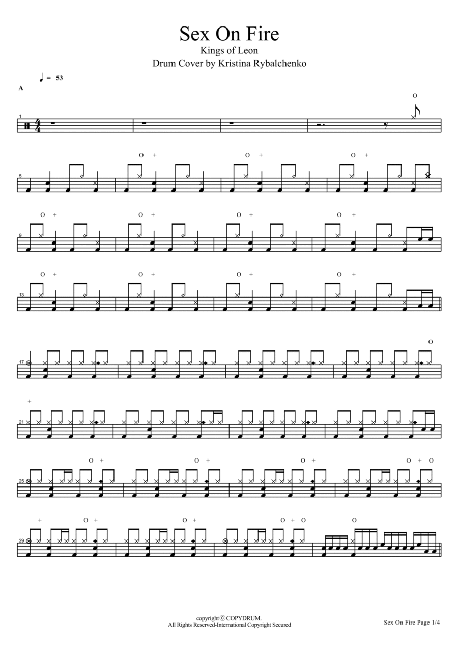Sex On Fire Drum Set scores gallery preview page 1