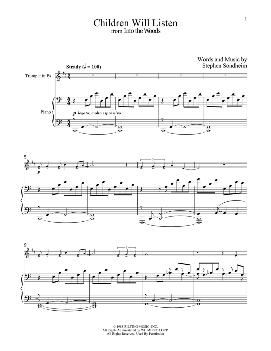 Children Will Listen (from Into The Woods) Trumpet Solo scores gallery preview page 1