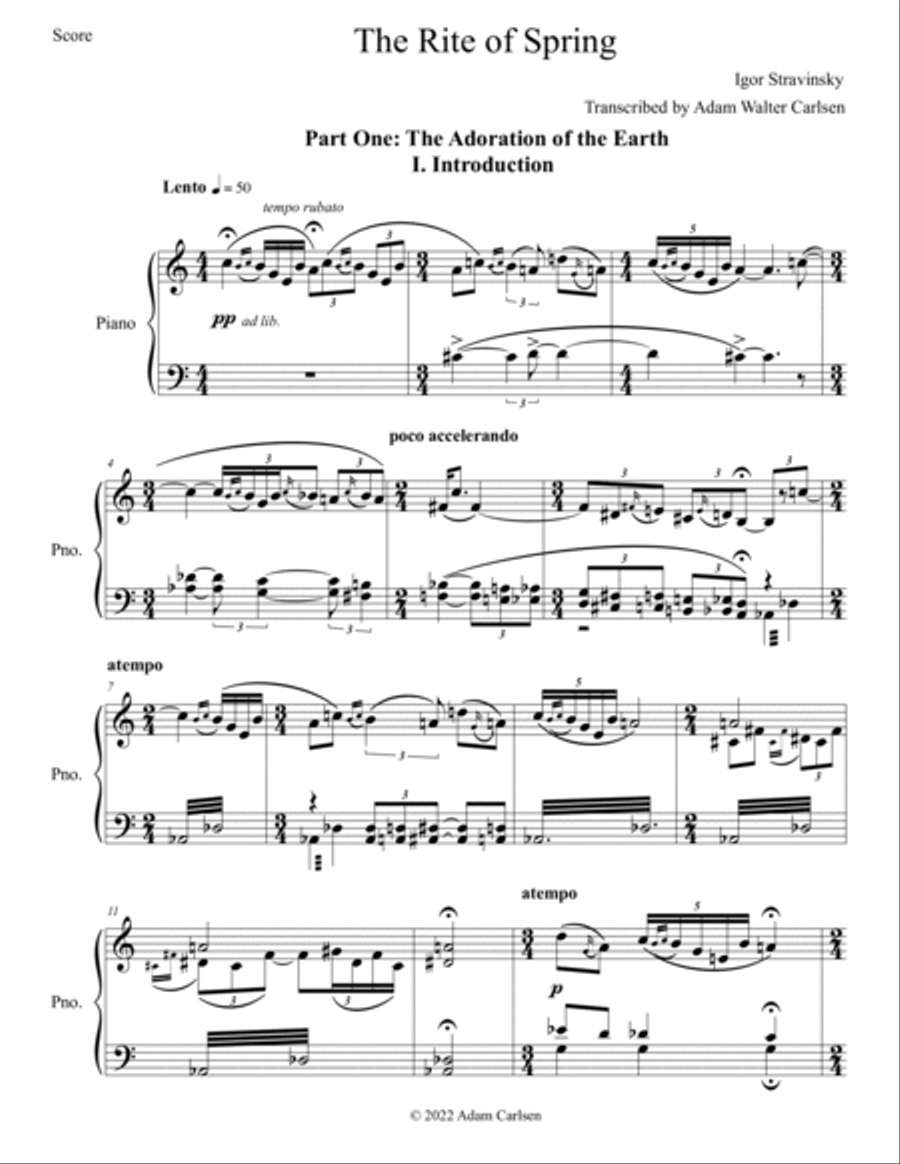 The Rite of Spring Part One The Adoration of the Earth Piano Solo scores gallery preview page 2
