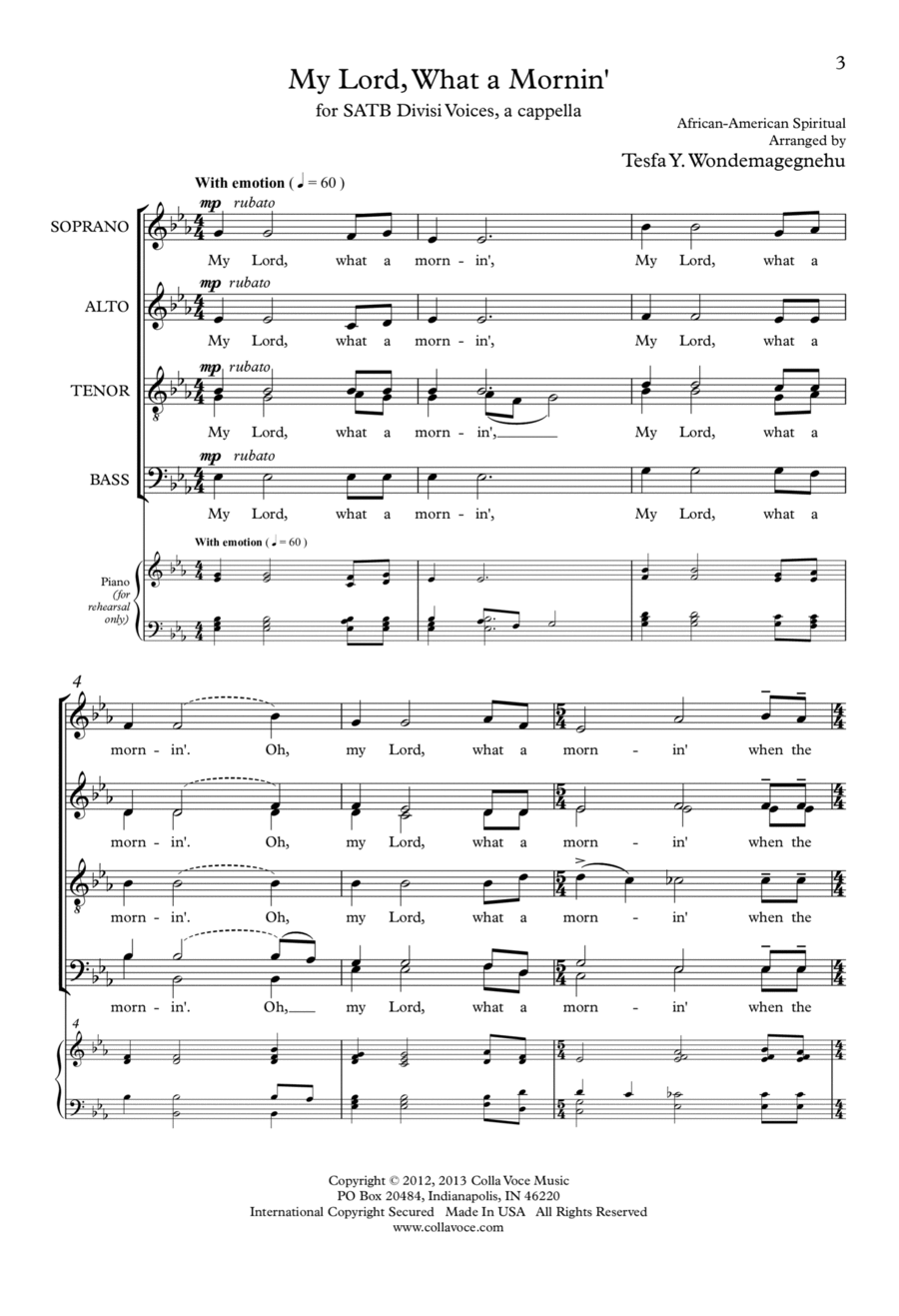 My Lord, What a Mornin' 4-Part scores gallery preview page 1