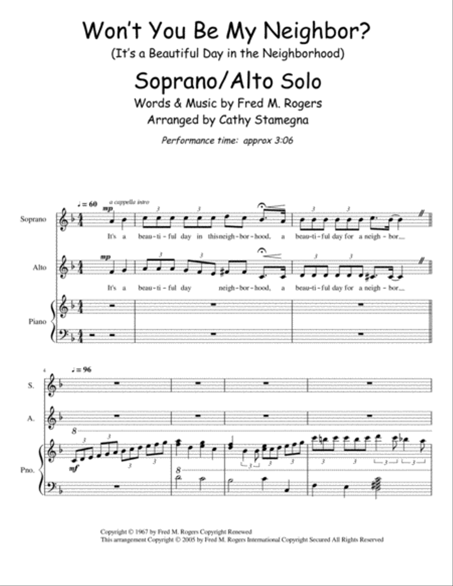 Won't You Be My Neighbor? (it's A Beautiful Day In The Neighborhood) Piano scores gallery preview page 2
