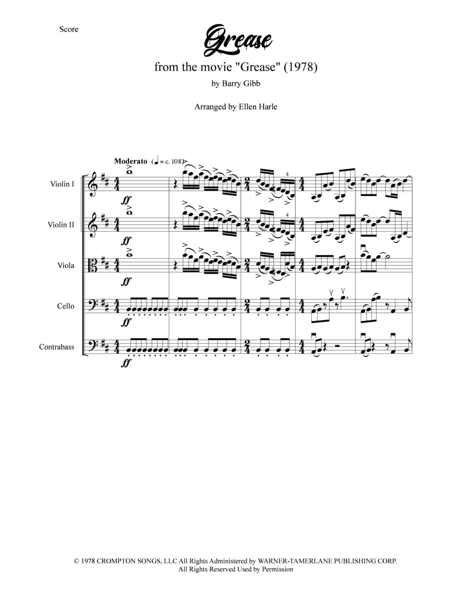 Grease String Orchestra scores gallery preview page 1