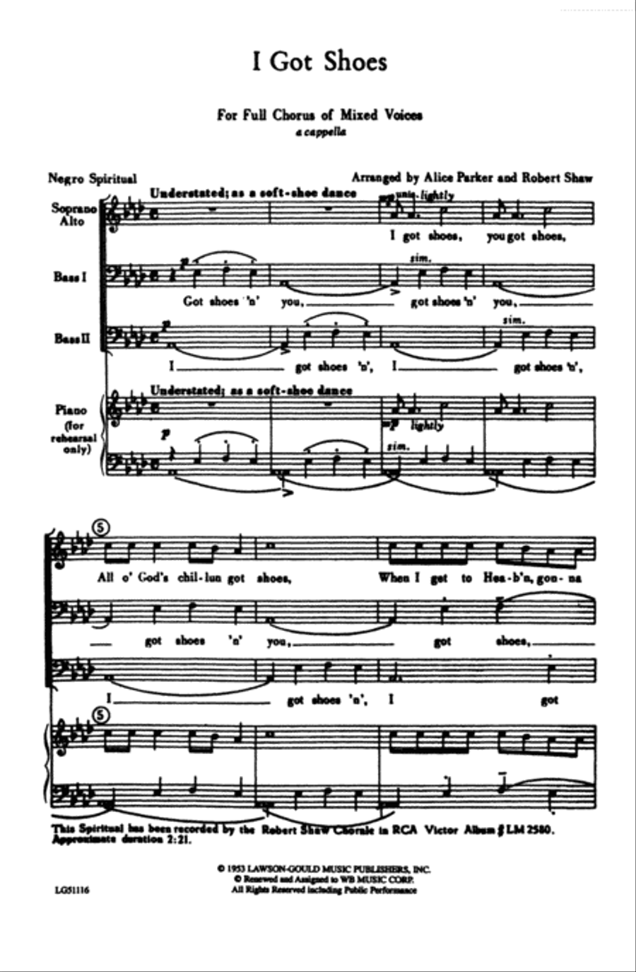 I Got Shoes Choir scores gallery preview page 1