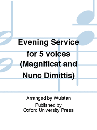 Book cover for Evening Service for 5 voices (Magnificat and Nunc Dimittis)