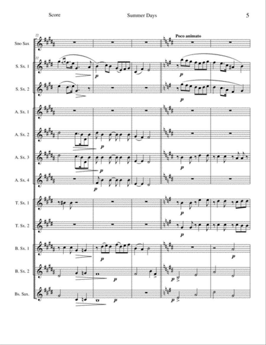 Summer Days - 2. On the Edge of the Lake Woodwind Ensemble scores gallery preview page 5