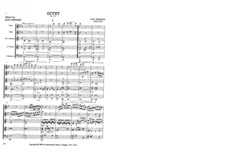 Miniature Score To Octet, Opus 216 For Flute, Oboe, 2 Clarinets, 2 Horns & 2 Bassoons
