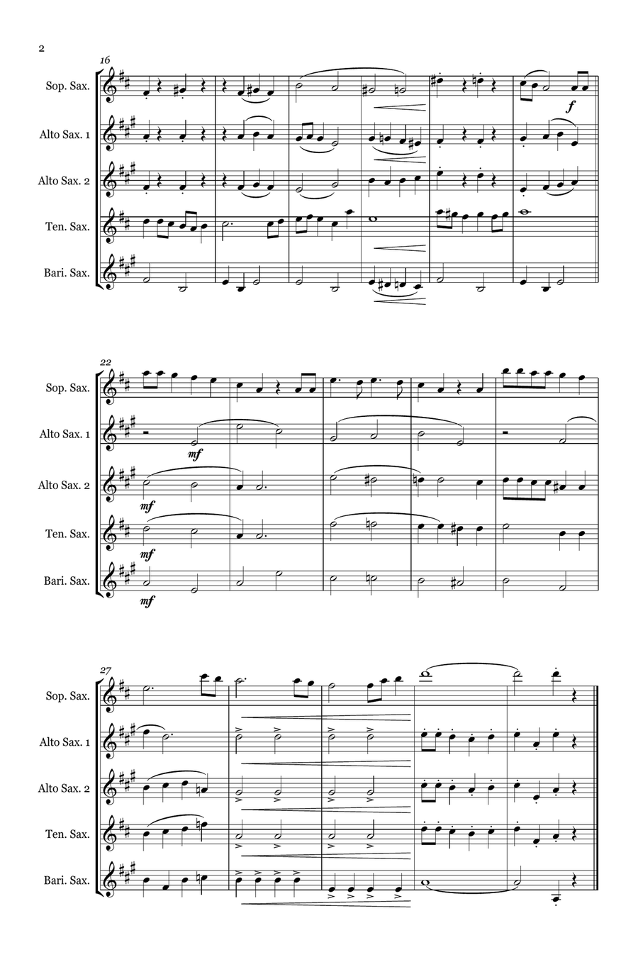 Let It Snow! Let It Snow! Let It Snow! Saxophone Quintet scores gallery preview page 2