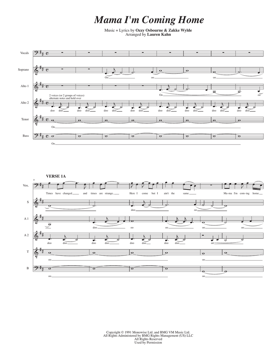 Mama, I'm Coming Home 4-Part scores gallery preview page 1
