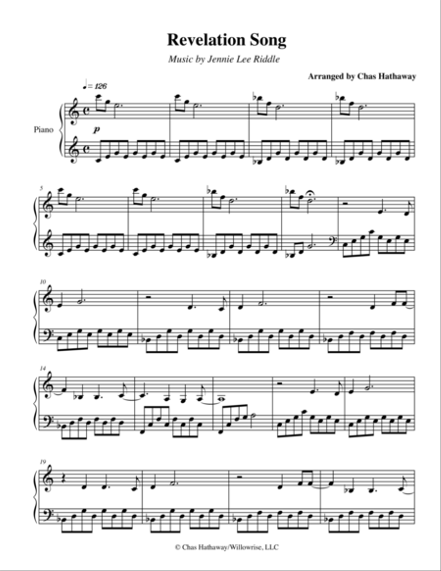 Revelation Song Piano Solo scores gallery preview page 2