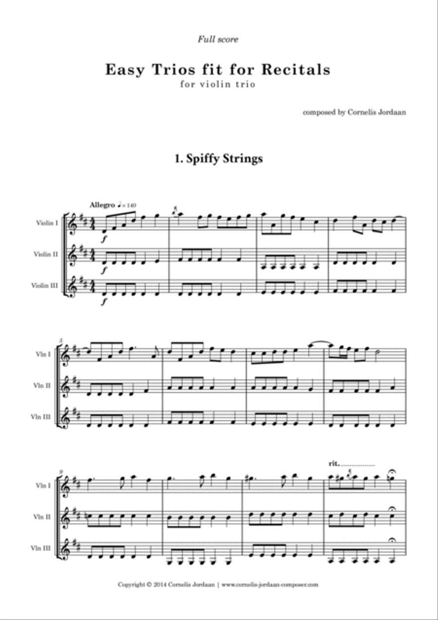 Easy Trios fit for Recitals, for violin trio