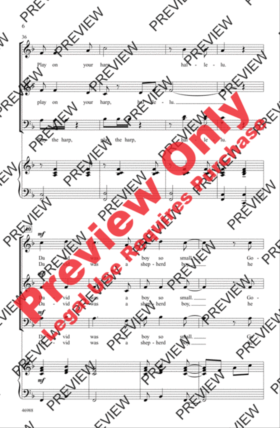 Little David, Play on Your Harp 3-Part scores gallery preview page 6