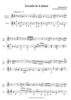 Gavotte in A minor for soprano recorder and guitar