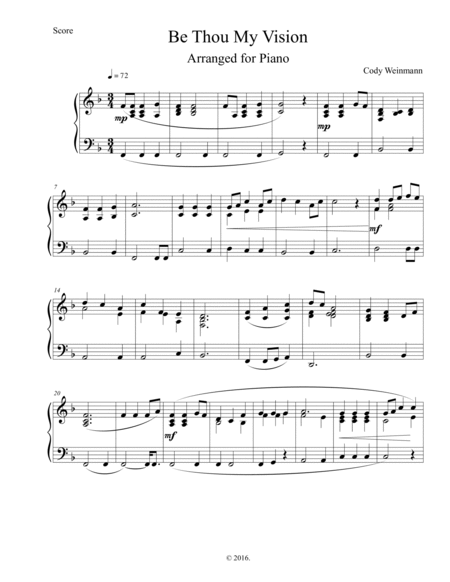Be Thou My Vision--Arranged for Piano image number null