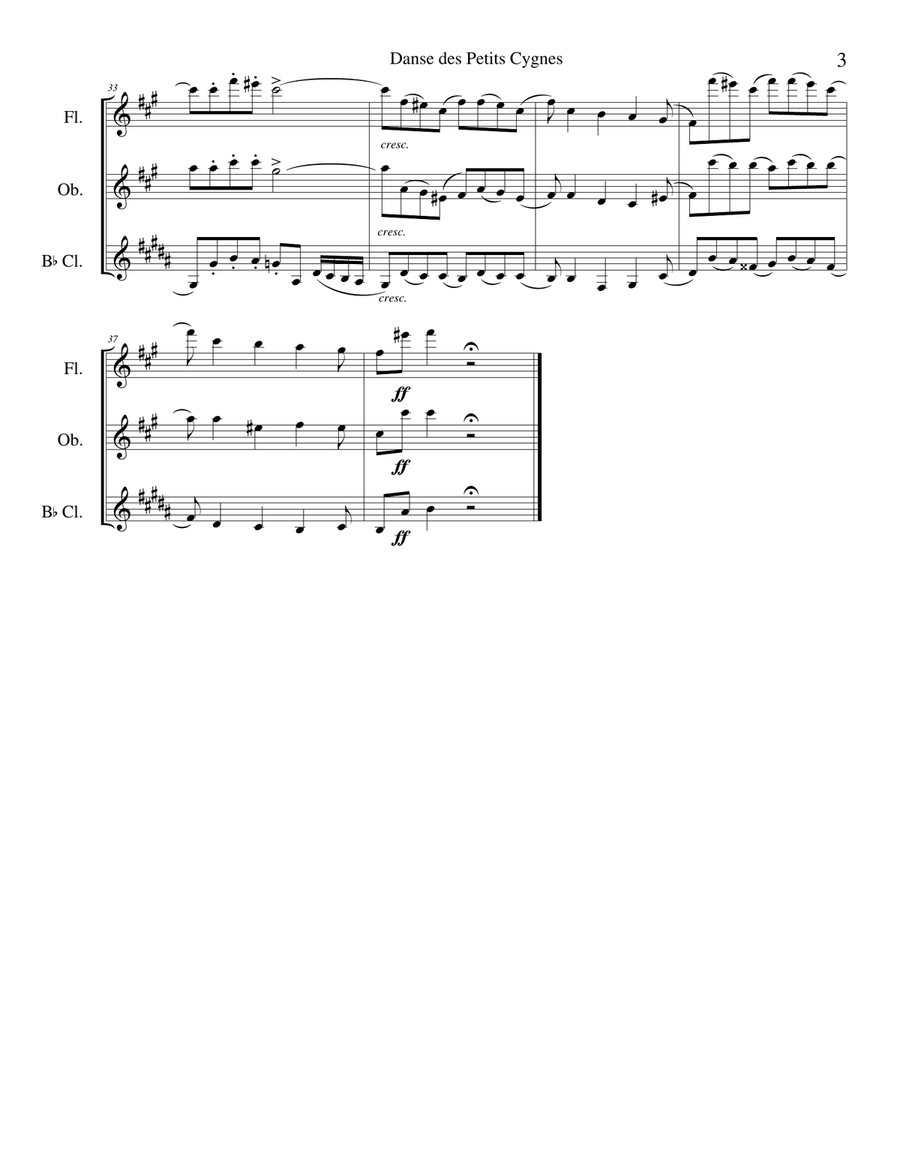 Dance of the Little Swans from Swan Lake - woodwind trio (flute, oboe, clarinet) Woodwind Trio scores gallery preview page 3
