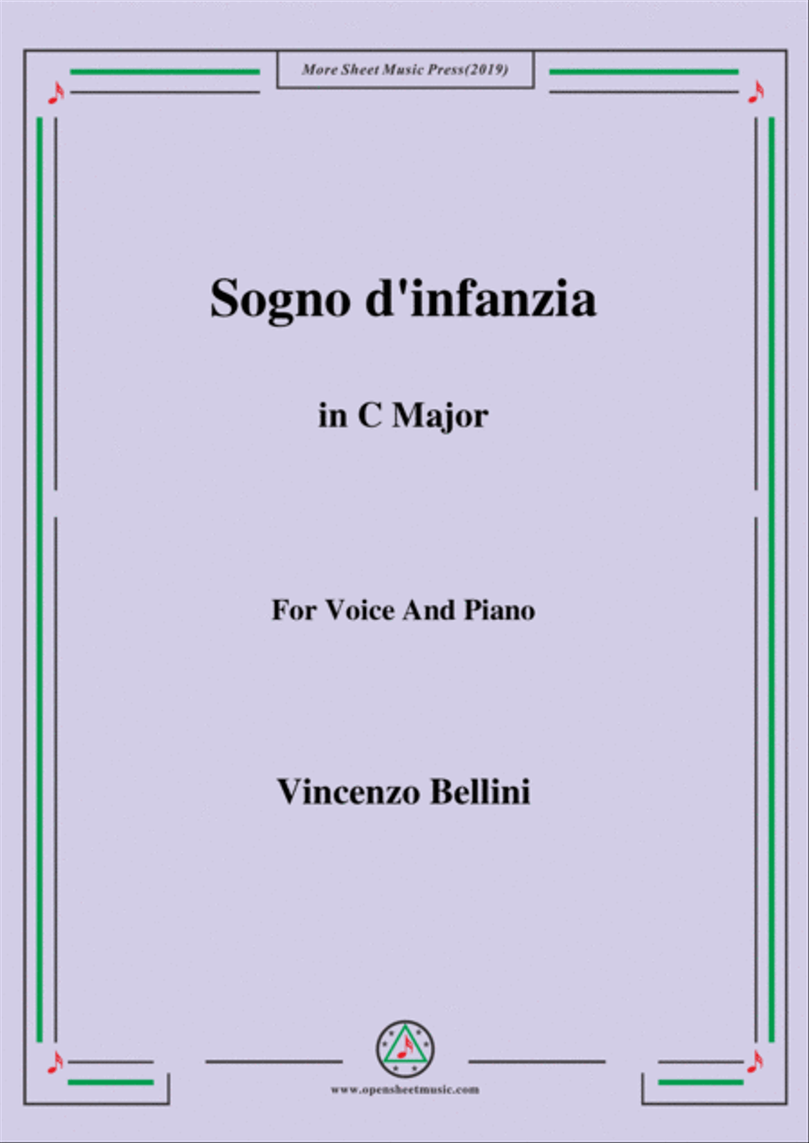 Bellini-Sogno d'infanzia in C Major,for Voice and Piano Voice Solo scores gallery preview page 1