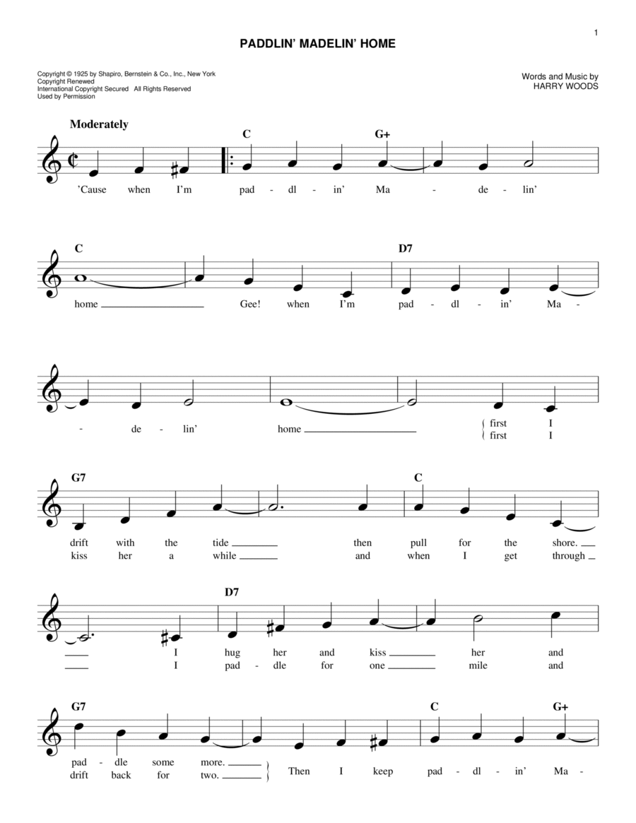 Paddlin' Madelin' Home Paddlin' Madelin' Home Piano scores gallery preview page 1