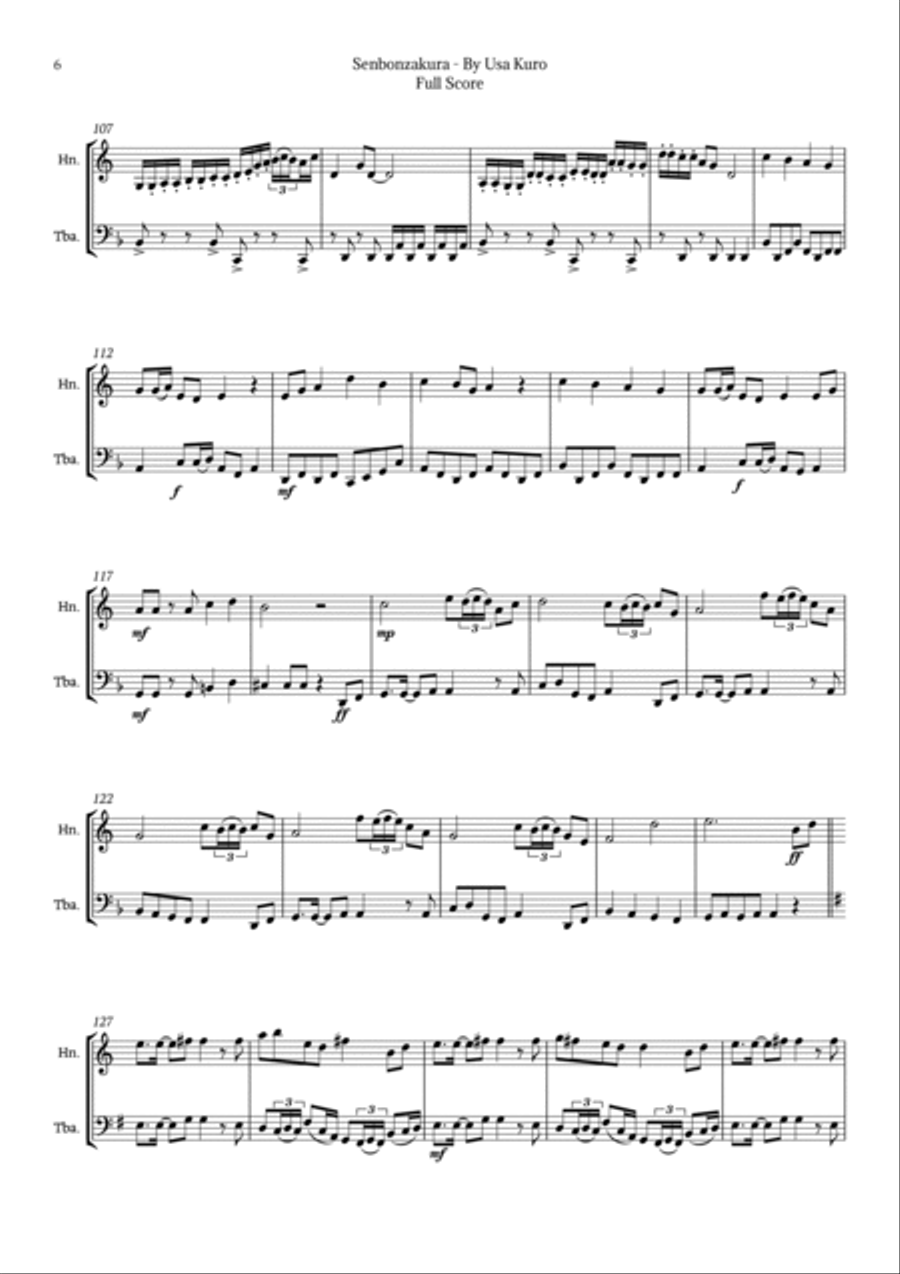 Senbonzakura Brass Duet scores gallery preview page 6