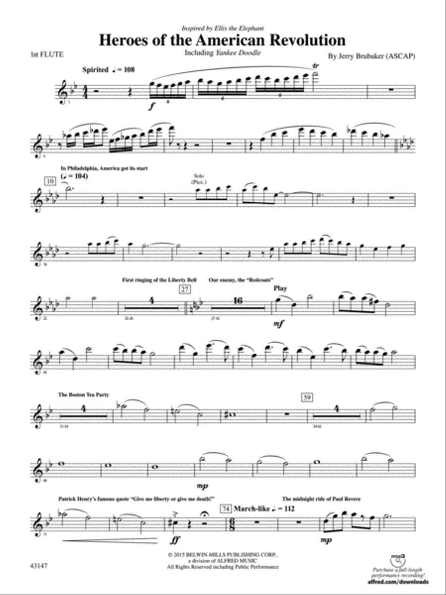 Heroes of the American Revolution: Flute Concert Band scores gallery preview page 1