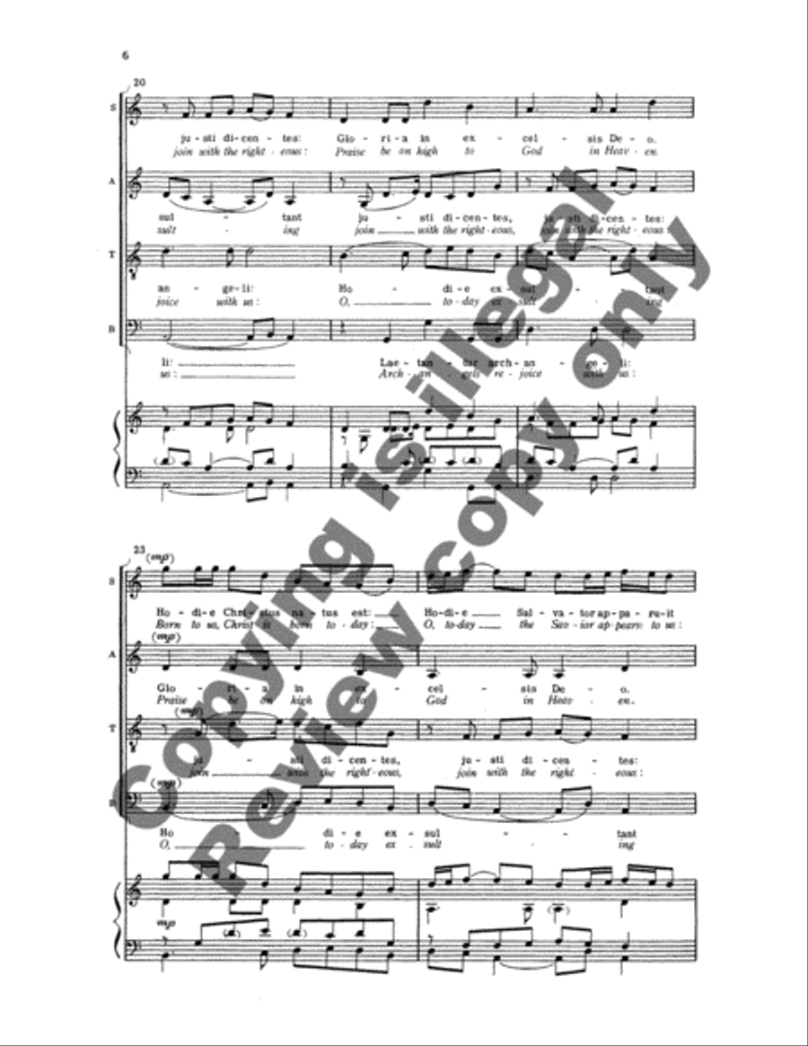 Three Christmas Motets: 1. Hodie Christus natus est (Christ is born today) 4-Part scores gallery preview page 6