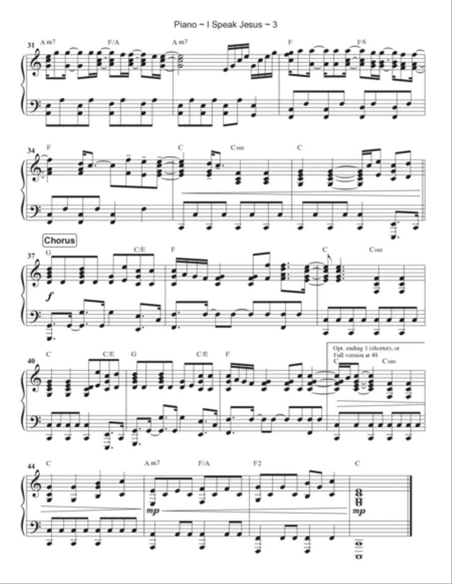 I Speak Jesus Piano Solo scores gallery preview page 4
