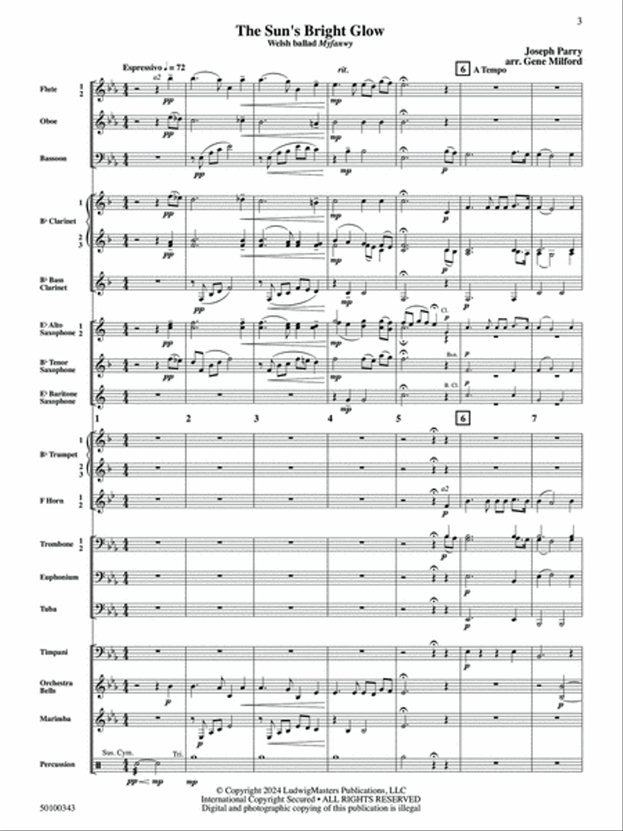The Sun's Bright Glow (arr. Gene Milford) - Full Score Concert Band scores gallery preview page 3