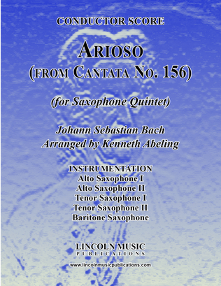 Book cover for Bach - Arioso - from Cantata No. 156 (for Saxophone Quintet AATTB)
