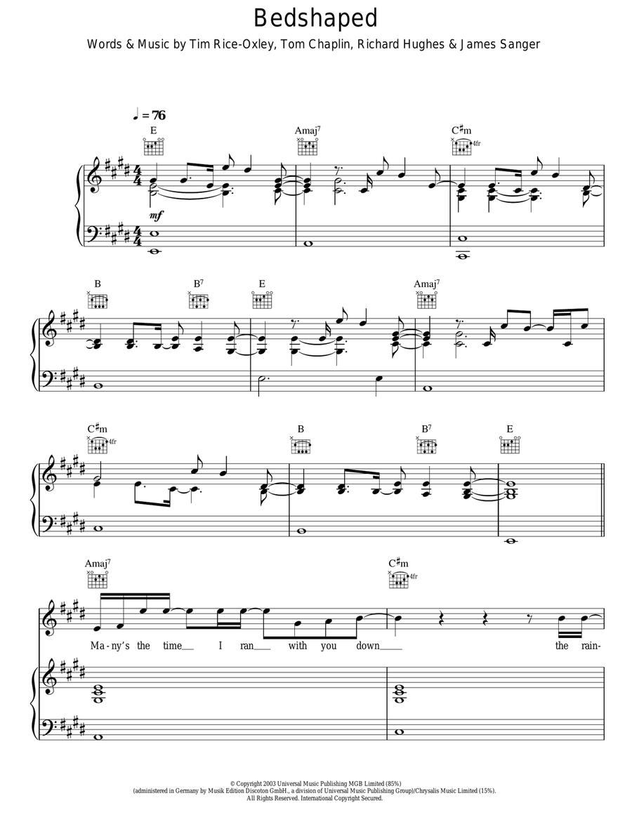 Bedshaped Acoustic Guitar scores gallery preview page 1
