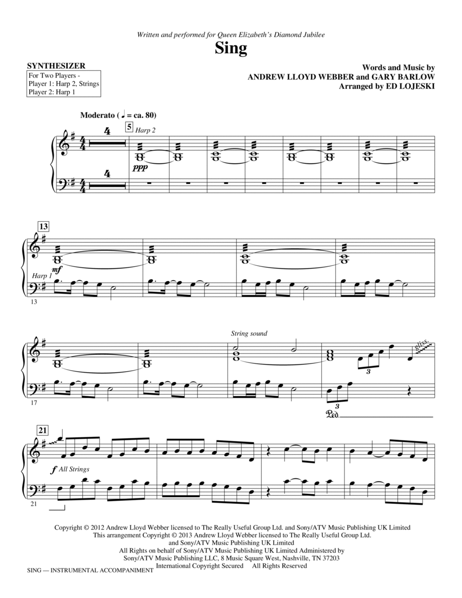 Sing (Queen Elizabeth Diamond Jubilee) - Synthesizer