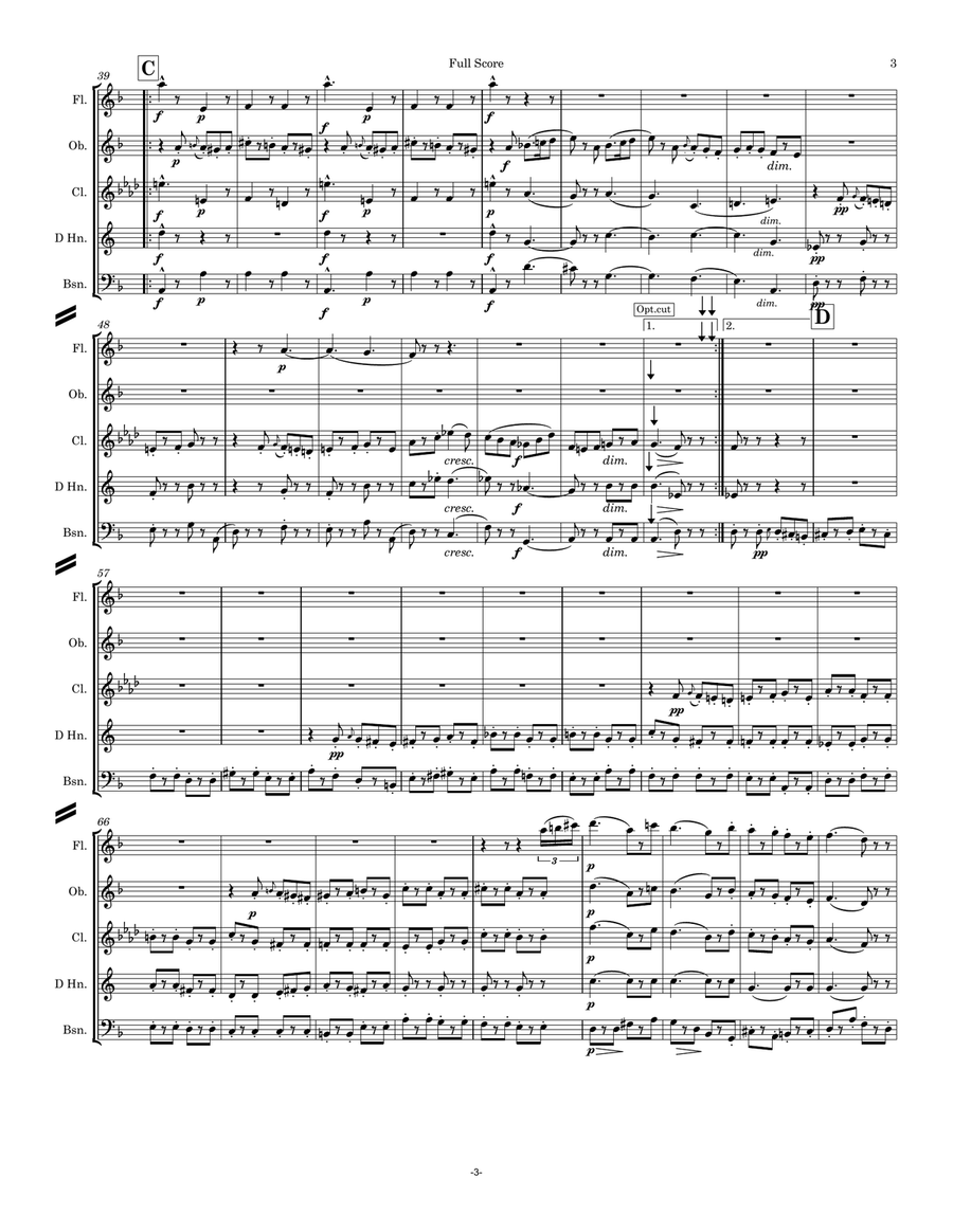 Gounod: Funeral March of a Marionette (Marche Funèbre d’une Marionette)(HitchcockTV) - wind quintet Woodwind Quintet scores gallery preview page 3