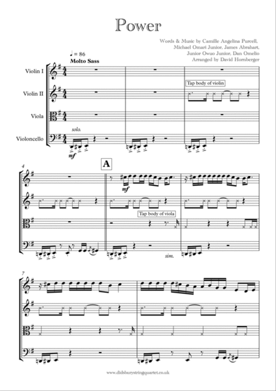 Power Feat. Stormzy Power Feat. Stormzy String Quartet scores gallery preview page 2