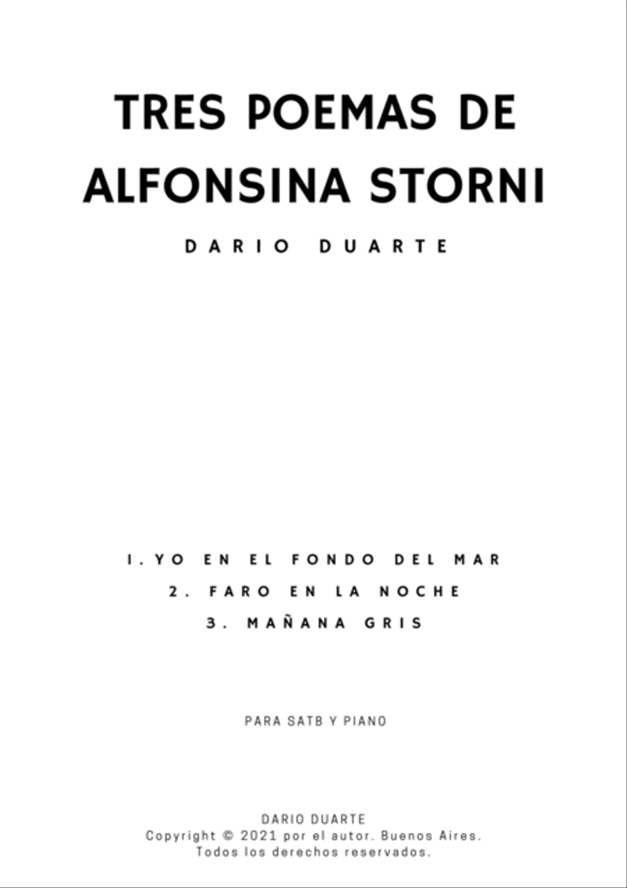 Three poems by Alfonsina Storni 4-Part scores gallery preview page 2