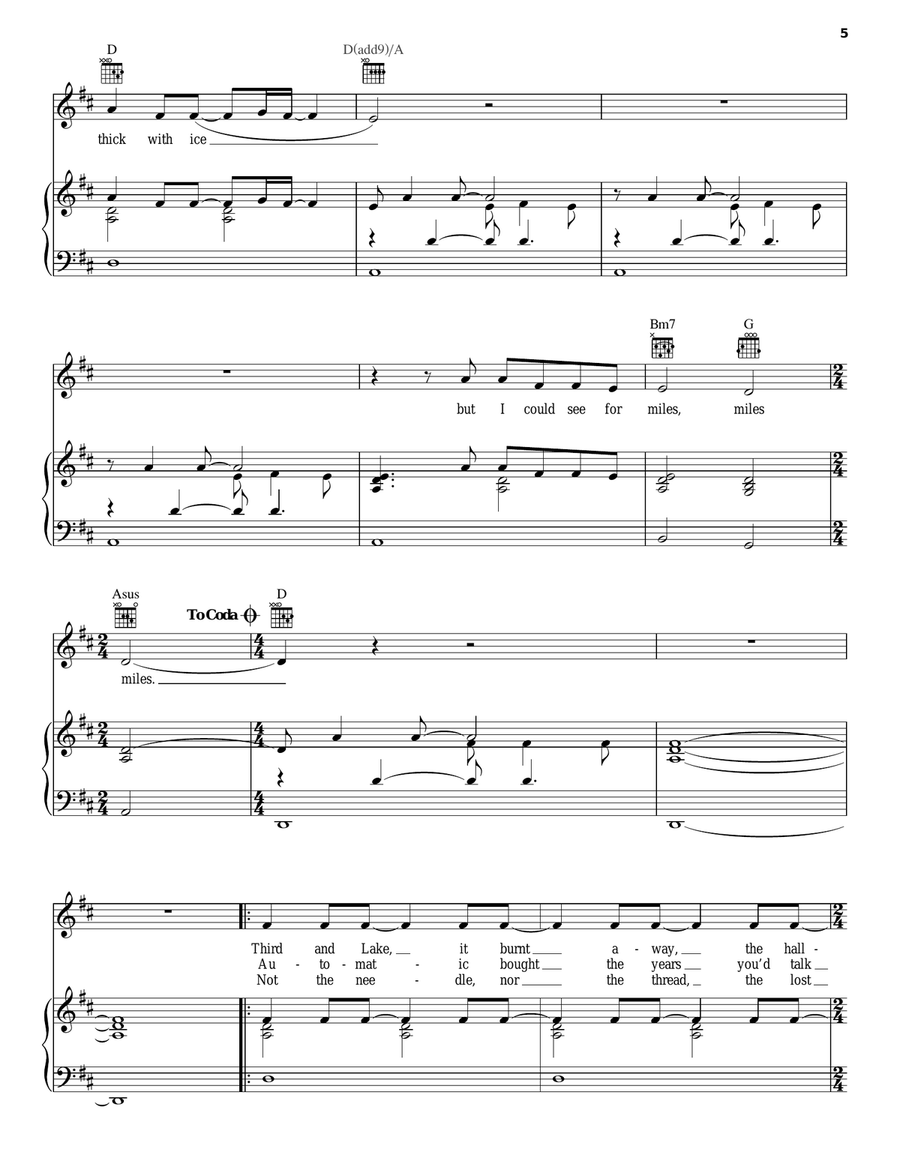 Holocene Holocene Piano, Vocal, Guitar scores gallery preview page 5
