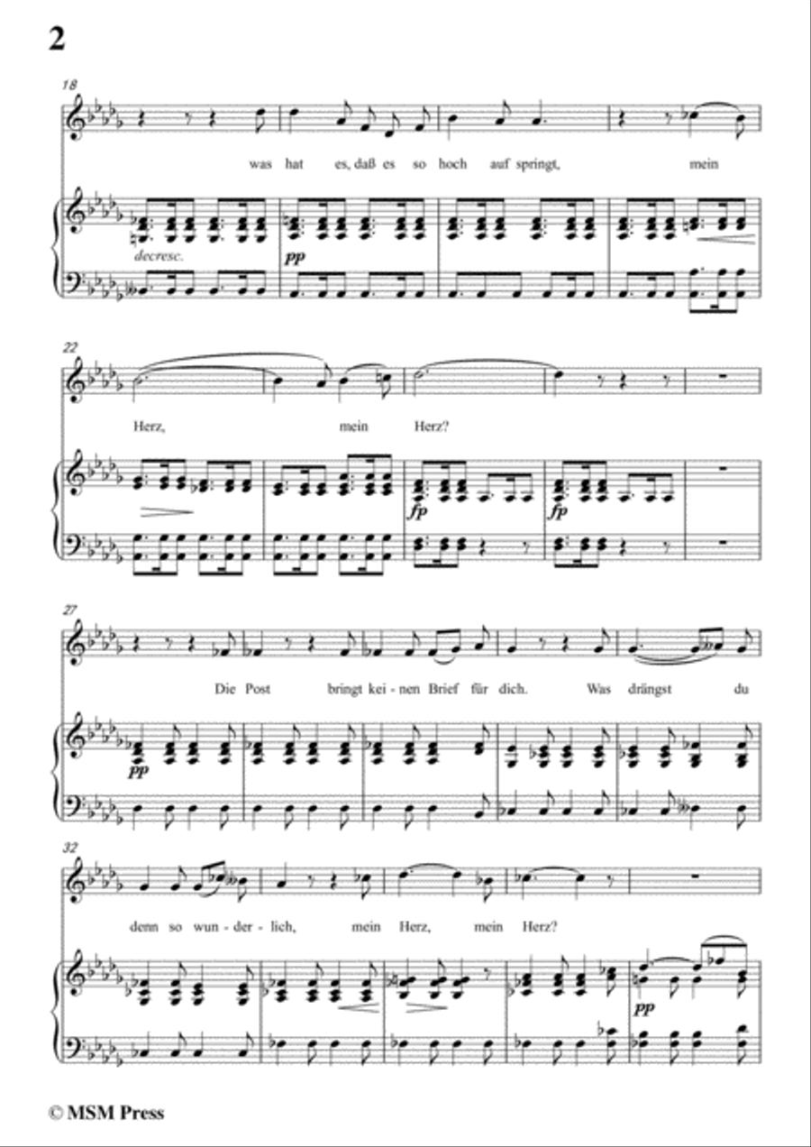 Schubert-Die Post,from 'Winterreise',Op.89(D.911) No.13,in D flat Major,for Voice&Piano Voice scores gallery preview page 4